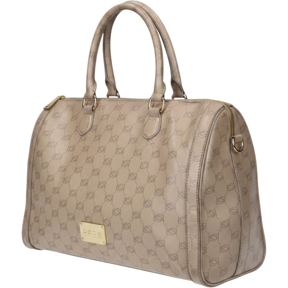 Bebe Los Angeles Handbag‎ Geometric Logo Print Faux Leather Designer Workwear